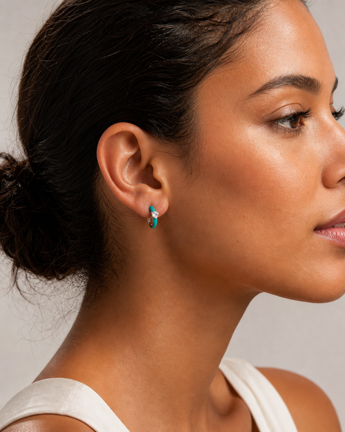 BOUCLES D'OREILLES CRÉOLES « LES PETITS CŒURS » – COLLECTION BLUE BUT IN LOVE